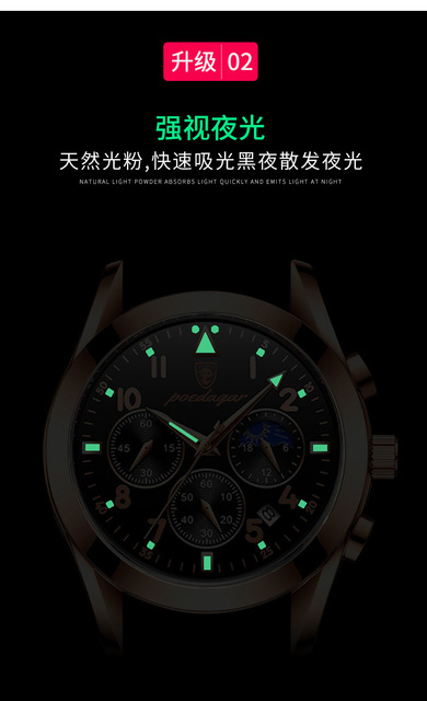 2021 Luxowy zegarek męski POEDAGAR Sport Business, różowe złoto, wodoodporny, kwarcowy - Wianko - 9