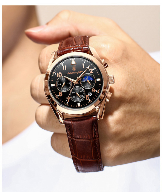2021 Luxowy zegarek męski POEDAGAR Sport Business, różowe złoto, wodoodporny, kwarcowy - Wianko - 4