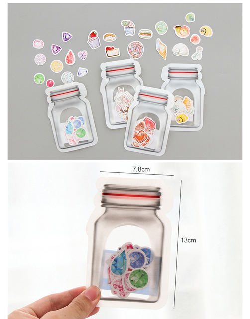 Worek z 38 kreatywnymi naklejkami dekoracyjnymi do scrapbookingu z rybą, diamentami, cukierkami i albumem DIY - Wianko - 13