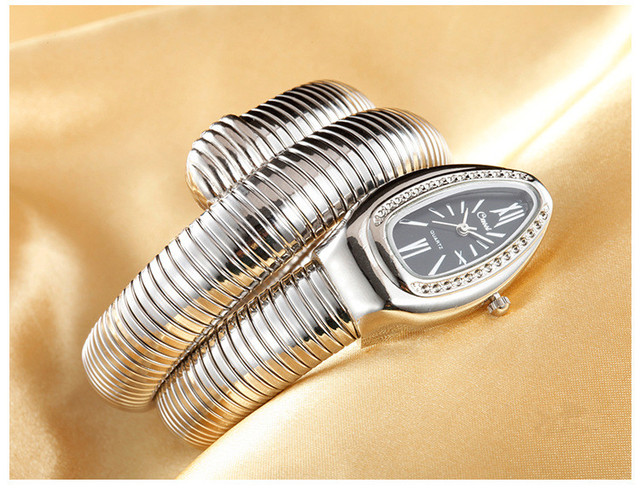 2021 Cussi Luksusowy Zegarek Damski - Złote Wężowe Uzwojenie, Modny Kwarcowy Bransoletkowy Zegarek dla Kobiet - Wianko - 13