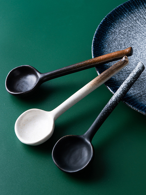 Łyżka Chińska w stylu retro z teksturą Bump, ceramiczna, długa, do kawy i zupy H572 - Wianko - 7
