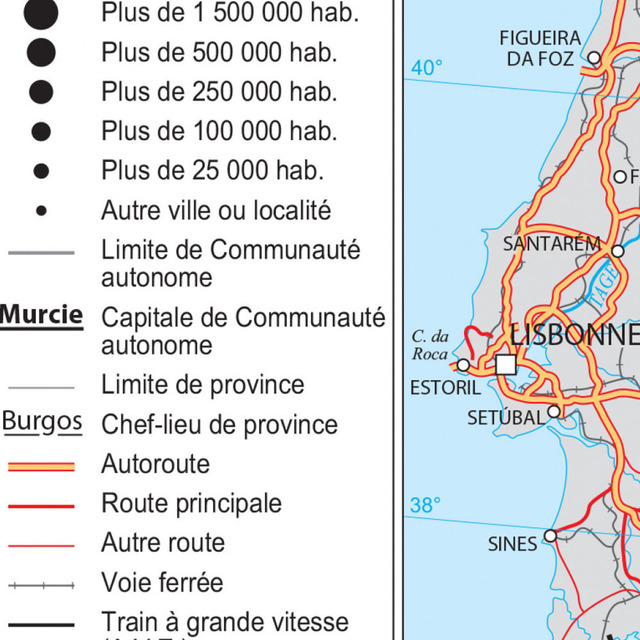 Mapa polityczna i transportowa Hiszpanii we francuskim stylu - plakat na płótnie do dekoracji domu i szkolnych wnętrz (225x150cm) - Wianko - 5