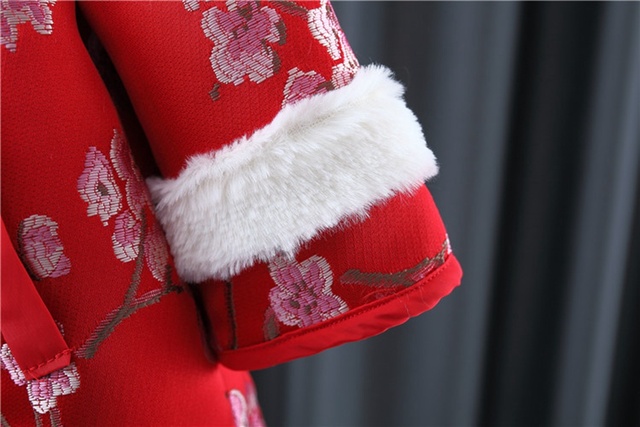 Sukienka chińska dziecięca Qipao dla zimowych księżniczek - aksamitny model Vestidos na Nowy Rok - Wianko - 10