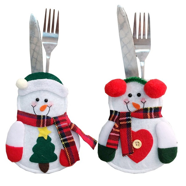 Zestaw 8 sztuk ozdobnej zastawy świątecznej: święty Mikołaj Xmas widelec, sztućce, uchwyt noża - torba kuchenna, Navidad Christmas Home Decor - Wianko - 3