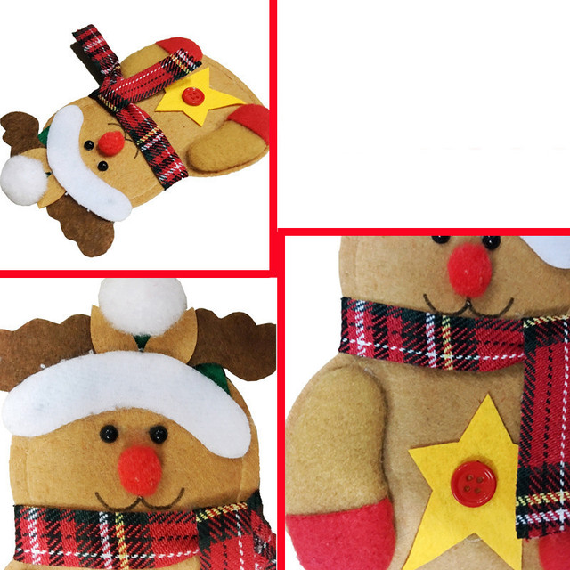 Zestaw 8 sztuk ozdobnej zastawy świątecznej: święty Mikołaj Xmas widelec, sztućce, uchwyt noża - torba kuchenna, Navidad Christmas Home Decor - Wianko - 6