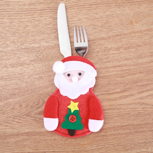 Zestaw 8 sztuk ozdobnej zastawy świątecznej: święty Mikołaj Xmas widelec, sztućce, uchwyt noża - torba kuchenna, Navidad Christmas Home Decor - Wianko - 19