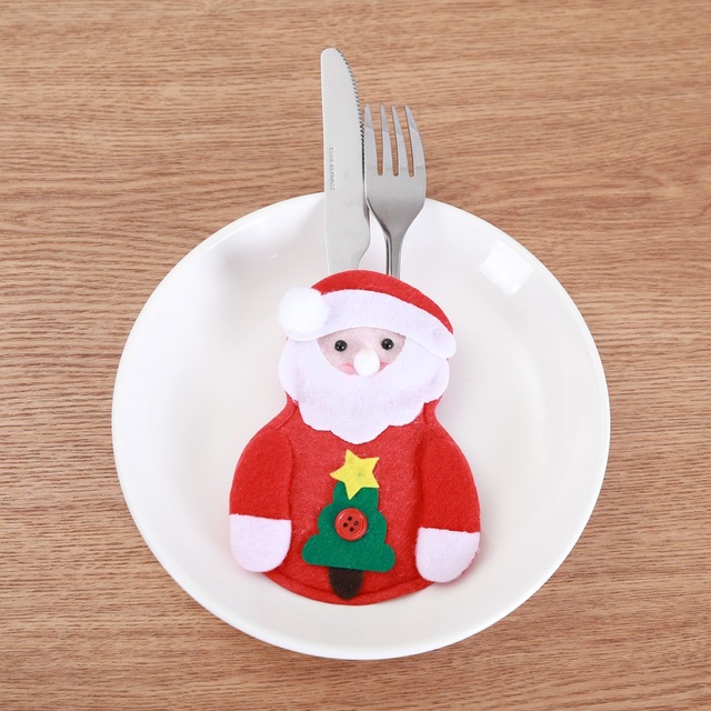 Zestaw 8 sztuk ozdobnej zastawy świątecznej: święty Mikołaj Xmas widelec, sztućce, uchwyt noża - torba kuchenna, Navidad Christmas Home Decor - Wianko - 21