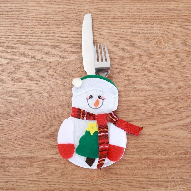 Zestaw 8 sztuk ozdobnej zastawy świątecznej: święty Mikołaj Xmas widelec, sztućce, uchwyt noża - torba kuchenna, Navidad Christmas Home Decor - Wianko - 20