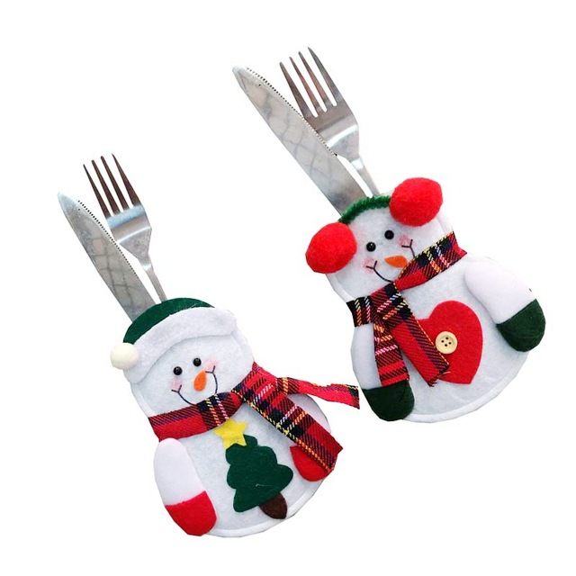 Zestaw 8 sztuk ozdobnej zastawy świątecznej: święty Mikołaj Xmas widelec, sztućce, uchwyt noża - torba kuchenna, Navidad Christmas Home Decor - Wianko - 15