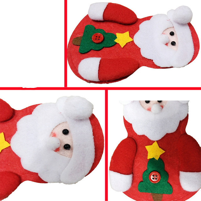 Zestaw 8 sztuk ozdobnej zastawy świątecznej: święty Mikołaj Xmas widelec, sztućce, uchwyt noża - torba kuchenna, Navidad Christmas Home Decor - Wianko - 7