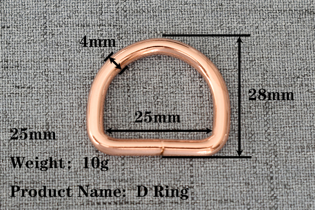25mm Rose złoty Metalowy regulowany prostokątny D-pierścień na plecaki Paracord DIY, obroża dla psa, pasek taśmy - Wianko - 1