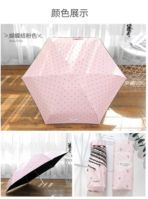 Miniaturowy parasol kieszonkowy Bow-knot dla kobiet - lekki, składany, ochrona przed deszczem i promieniami UV - Wianko - 11