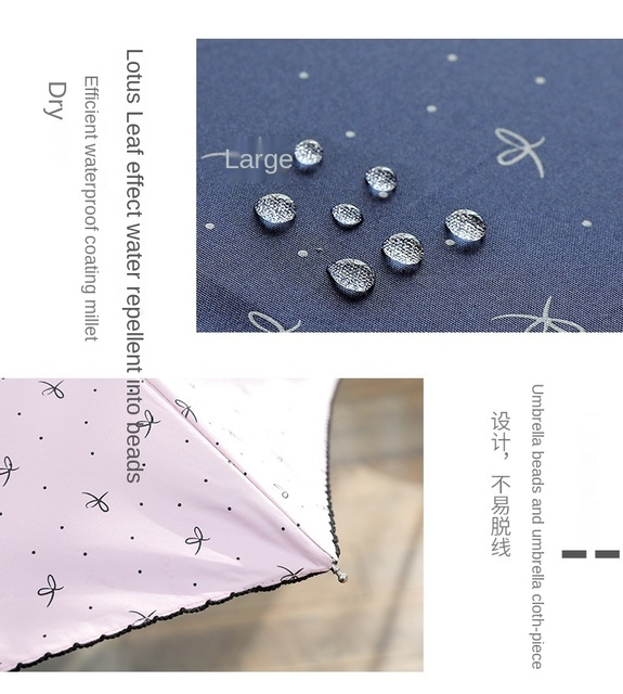 Miniaturowy parasol kieszonkowy Bow-knot dla kobiet - lekki, składany, ochrona przed deszczem i promieniami UV - Wianko - 7