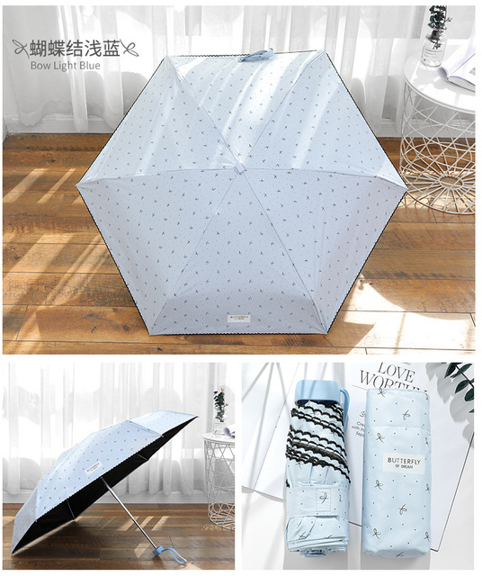Miniaturowy parasol kieszonkowy Bow-knot dla kobiet - lekki, składany, ochrona przed deszczem i promieniami UV - Wianko - 12