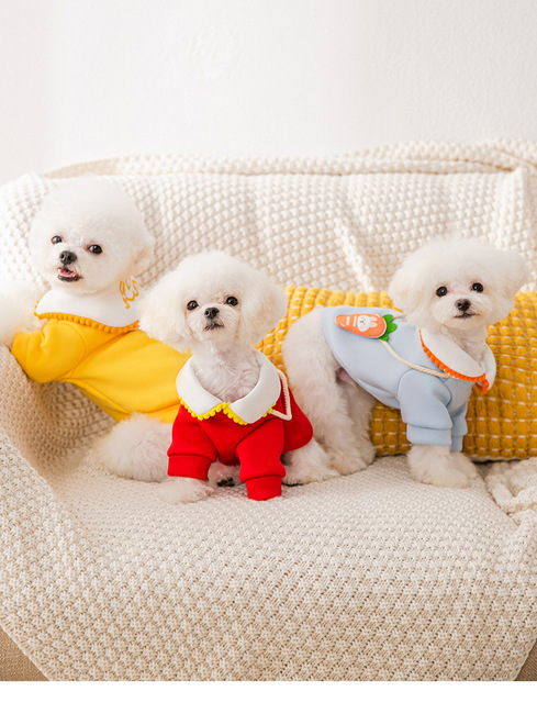Sweter jesienno-zimowy dla małych psów z kapturem - Chihuahua, Bulldog, Teddy, koty - kreskówkowe zwierzątko - Wianko - 1