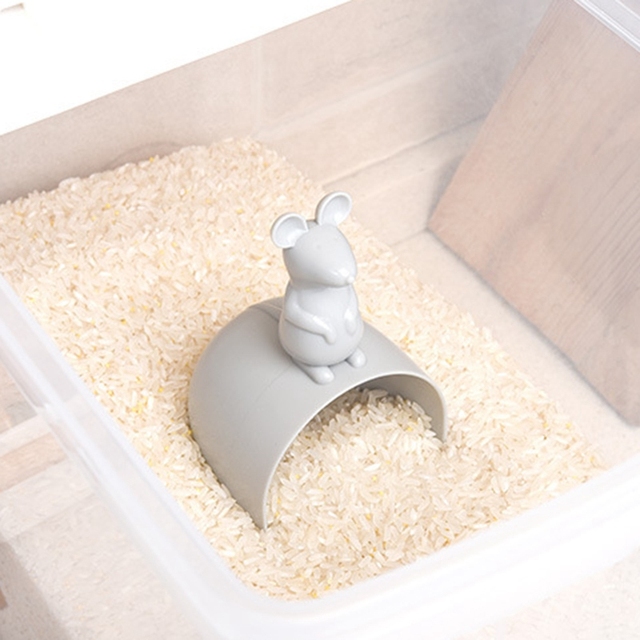 Nowy plastikowy kubek do pomiaru ryżu w kształcie myszy z łopatką - narzędzie kuchenne i gadżet do domu - Wianko - 2