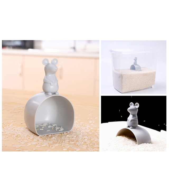 Nowy plastikowy kubek do pomiaru ryżu w kształcie myszy z łopatką - narzędzie kuchenne i gadżet do domu - Wianko - 6