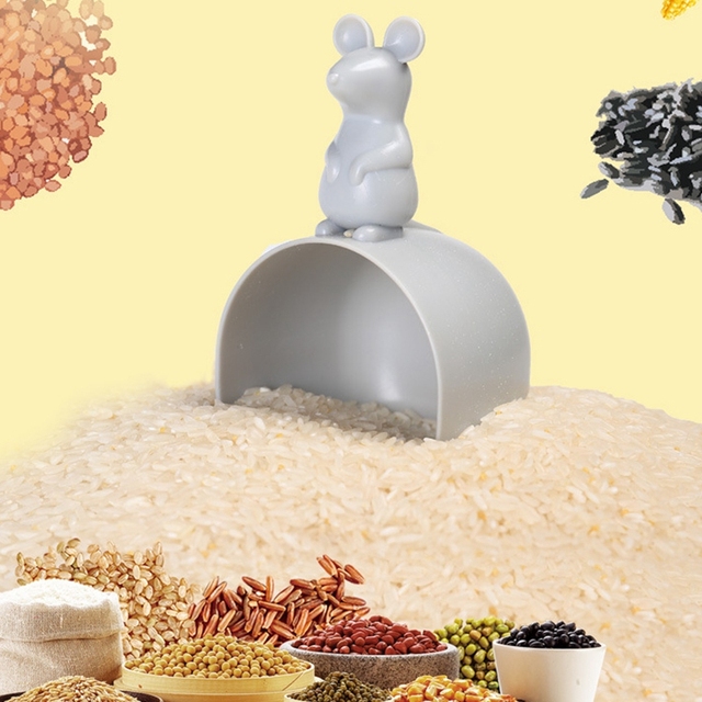 Nowy plastikowy kubek do pomiaru ryżu w kształcie myszy z łopatką - narzędzie kuchenne i gadżet do domu - Wianko - 5