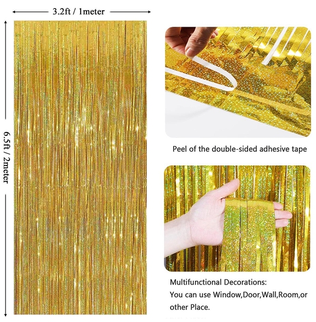 Folia metaliczna brokatowa - 2 paczki dekoracyjne frędzle świecące na urodziny, ślub, wieczór panieński i rocznicę - Wianko - 7