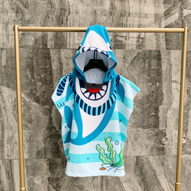 Ręcznik plażowy Poncho Surf dla dzieci - frotte szlafrok rekin dinozaur ręcznik kąpielowy - Wianko - 12