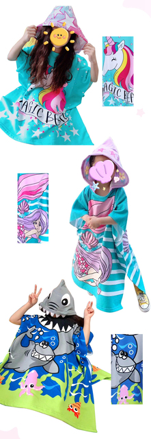 Ręcznik plażowy Poncho Surf dla dzieci - frotte szlafrok rekin dinozaur ręcznik kąpielowy - Wianko - 9