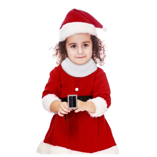 Zestaw świąteczny dla dziewczynek: sukienka Santa polarowa + kapelusz + stroje na szyję - Wianko - 4
