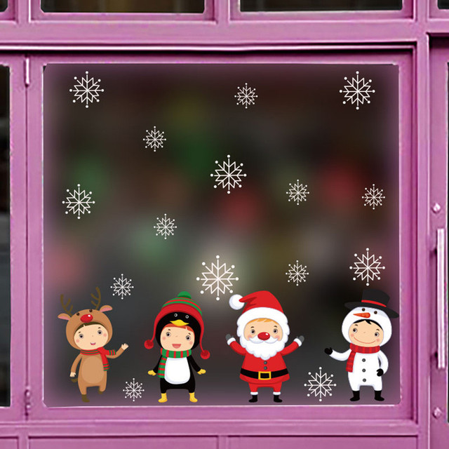 Naklejki ścienne świąteczne na boże narodzenie i nowy rok z motywem bałwana - Windows Snowflake - Wianko - 24