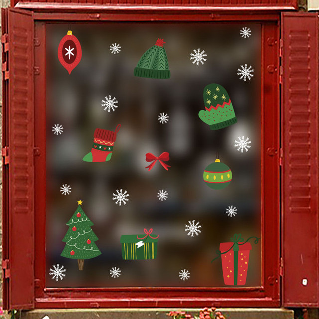 Naklejki ścienne świąteczne na boże narodzenie i nowy rok z motywem bałwana - Windows Snowflake - Wianko - 7