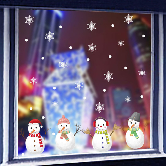 Naklejki ścienne świąteczne na boże narodzenie i nowy rok z motywem bałwana - Windows Snowflake - Wianko - 19