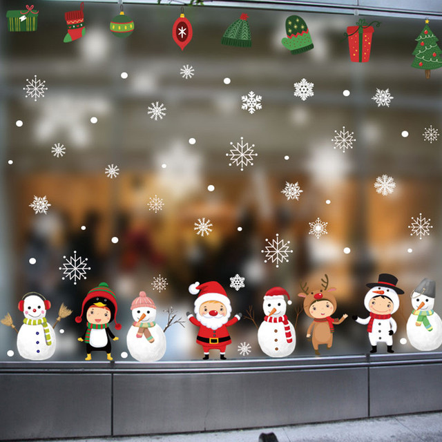Naklejki ścienne świąteczne na boże narodzenie i nowy rok z motywem bałwana - Windows Snowflake - Wianko - 10