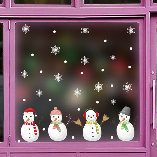 Naklejki ścienne świąteczne na boże narodzenie i nowy rok z motywem bałwana - Windows Snowflake - Wianko - 5