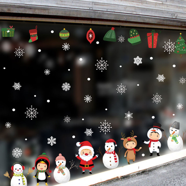 Naklejki ścienne świąteczne na boże narodzenie i nowy rok z motywem bałwana - Windows Snowflake - Wianko - 35