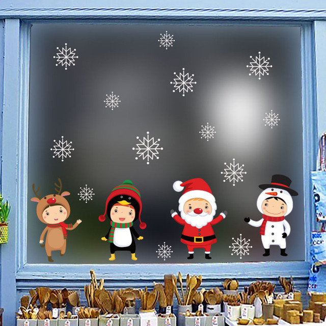 Naklejki ścienne świąteczne na boże narodzenie i nowy rok z motywem bałwana - Windows Snowflake - Wianko - 6