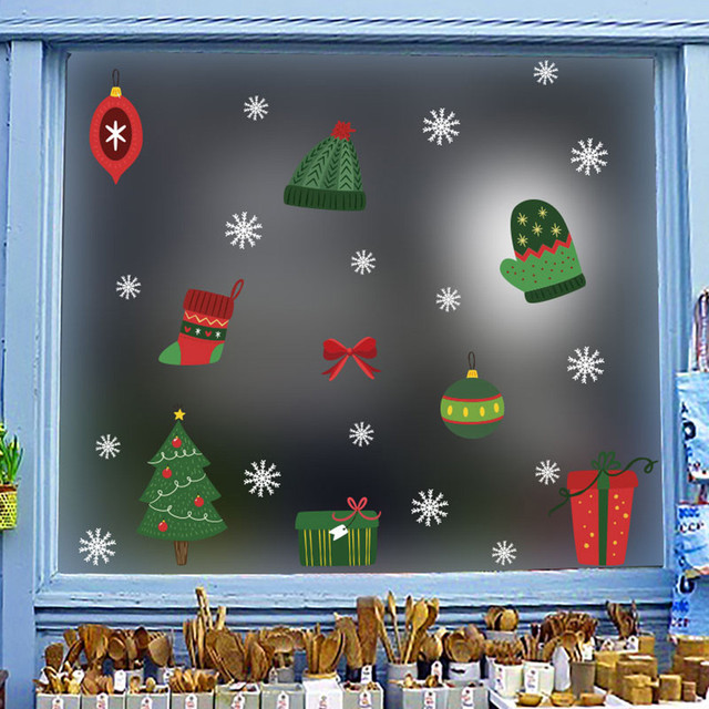 Naklejki ścienne świąteczne na boże narodzenie i nowy rok z motywem bałwana - Windows Snowflake - Wianko - 21
