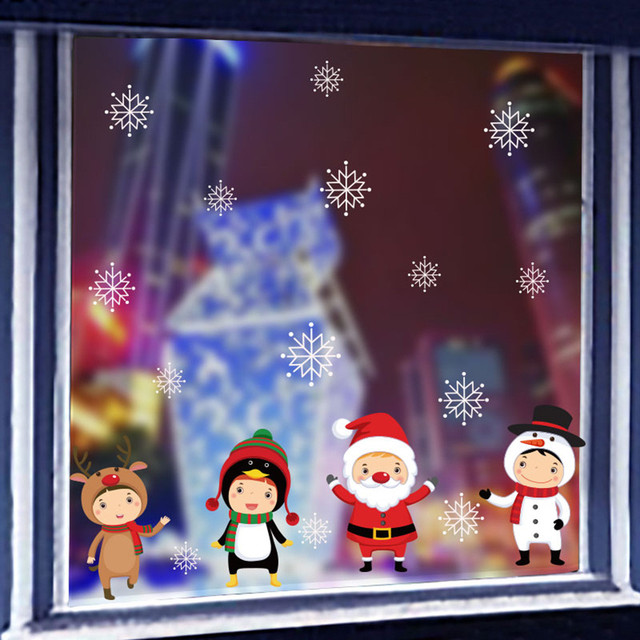 Naklejki ścienne świąteczne na boże narodzenie i nowy rok z motywem bałwana - Windows Snowflake - Wianko - 16