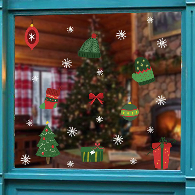 Naklejki ścienne świąteczne na boże narodzenie i nowy rok z motywem bałwana - Windows Snowflake - Wianko - 17