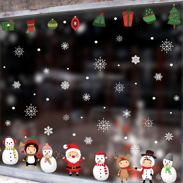 Naklejki ścienne świąteczne na boże narodzenie i nowy rok z motywem bałwana - Windows Snowflake - Wianko - 34