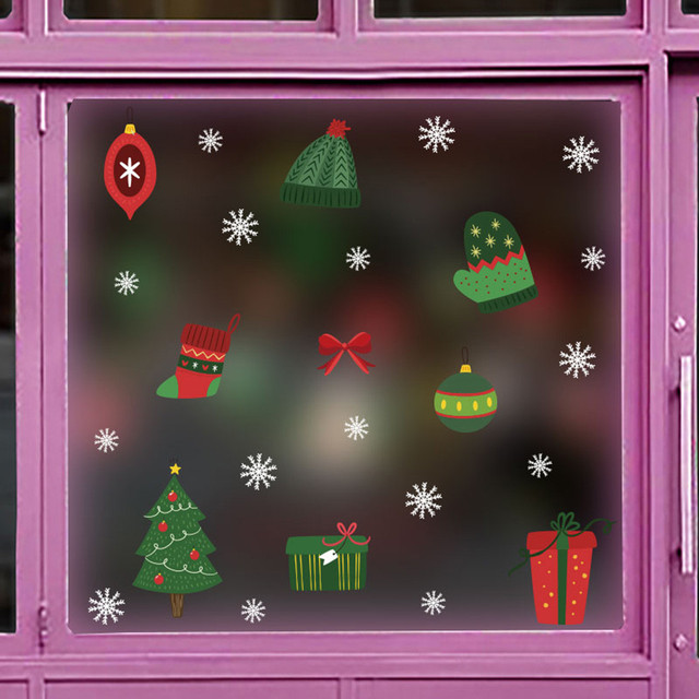 Naklejki ścienne świąteczne na boże narodzenie i nowy rok z motywem bałwana - Windows Snowflake - Wianko - 13