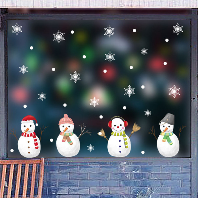 Naklejki ścienne świąteczne na boże narodzenie i nowy rok z motywem bałwana - Windows Snowflake - Wianko - 11