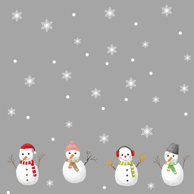 Naklejki ścienne świąteczne na boże narodzenie i nowy rok z motywem bałwana - Windows Snowflake - Wianko - 27