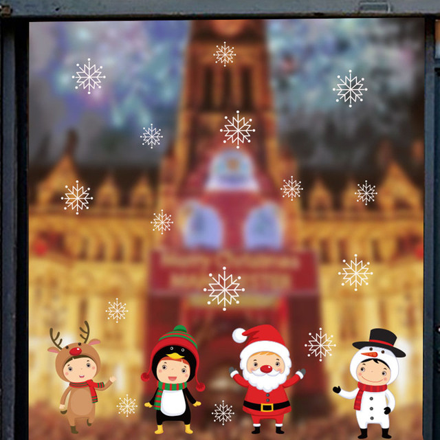 Naklejki ścienne świąteczne na boże narodzenie i nowy rok z motywem bałwana - Windows Snowflake - Wianko - 20