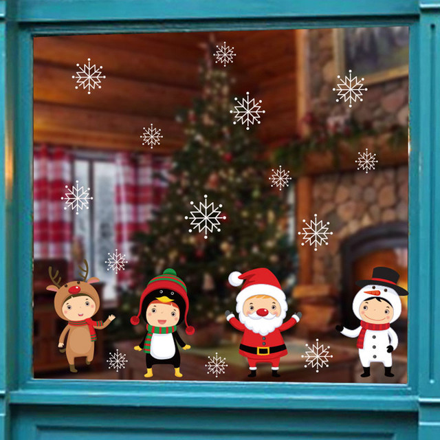 Naklejki ścienne świąteczne na boże narodzenie i nowy rok z motywem bałwana - Windows Snowflake - Wianko - 12