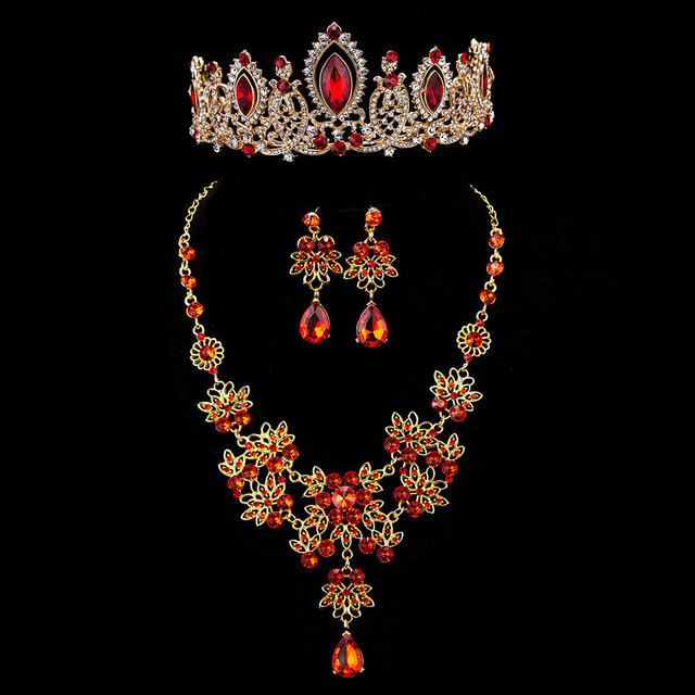 Luksusowy zestaw biżuterii KMVEXO - tiara z koralikami, kolczyki, naszyjnik - Wianko - 2