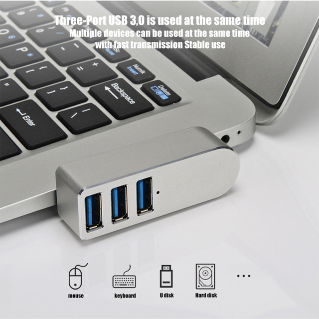 HUB USB 3.0 3 Porty Splitter Adapter Lenovo Xiaomi Macbook Pro 13 15 Air Pro przypadku PC - akcesoria komputerowe USB 2.0 3.0 - Wianko - 3