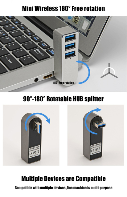 HUB USB 3.0 3 Porty Splitter Adapter Lenovo Xiaomi Macbook Pro 13 15 Air Pro przypadku PC - akcesoria komputerowe USB 2.0 3.0 - Wianko - 5