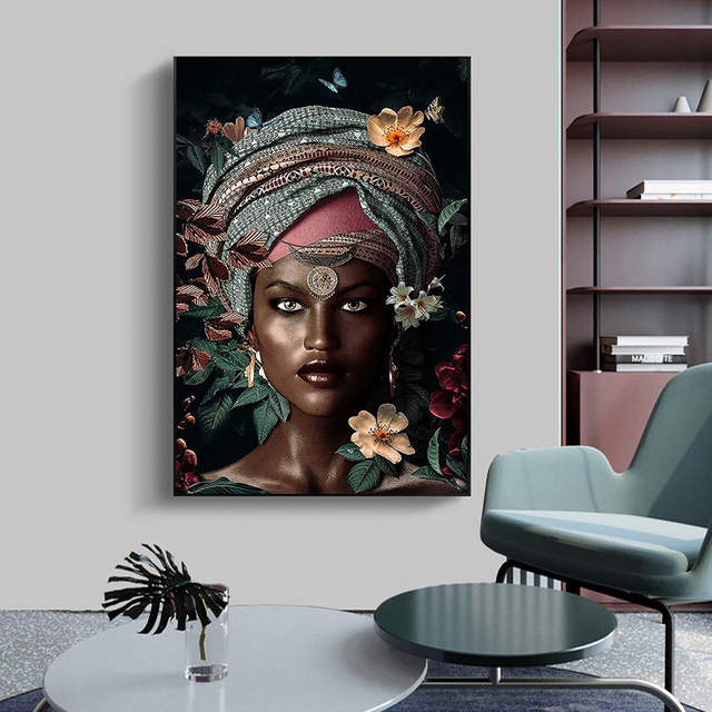 Obraz na płótnie - Afrykańskie kobiety wśród kwiatów i abstrakcyjne dziewczyny - Wianko - 4
