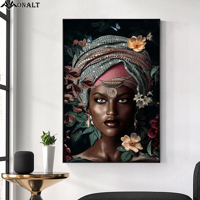 Obraz na płótnie - Afrykańskie kobiety wśród kwiatów i abstrakcyjne dziewczyny - Wianko - 3