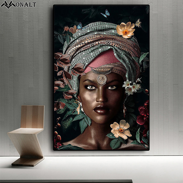 Obraz na płótnie - Afrykańskie kobiety wśród kwiatów i abstrakcyjne dziewczyny - Wianko - 2