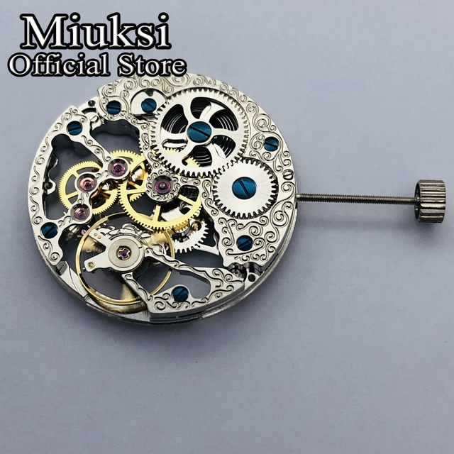 Męski zegarek Miuksi 17 klejnotów - srebrny azjatycki szkielet + ruch 6497 ręczne nakręcanie - Wianko - 4