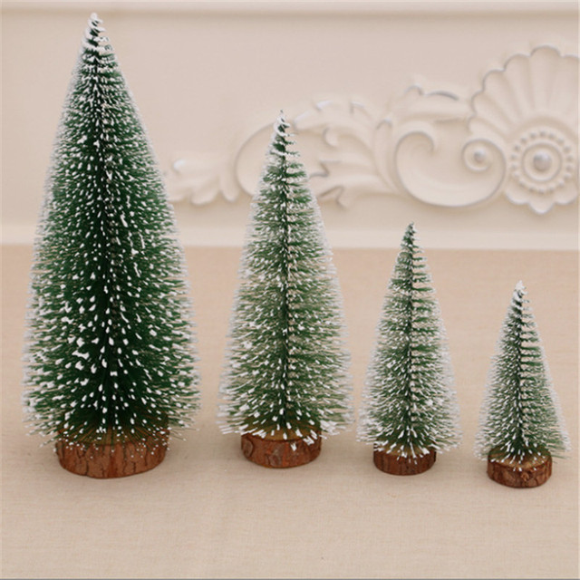 Nowa mini choinka drewniana 10/20/30cm, ozdoby stołowe, świąteczne dekoracje domowe - sosnowa igła, śnieg, Navidad - Wianko - 5